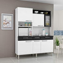 Armário de Cozinha 6 Portas 1 de Vidro 3 Gavetas Regina Itatiaia Branco/Preto