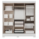 Guarda Roupa Casal com Espelho 3 Portas 2 Gavetas Atenas Espresso Móveis Branco
