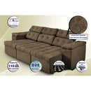 Sofa Itália 2,25 Mts Retrátil e Reclinavel Tecido Suede Café - Cama InBox